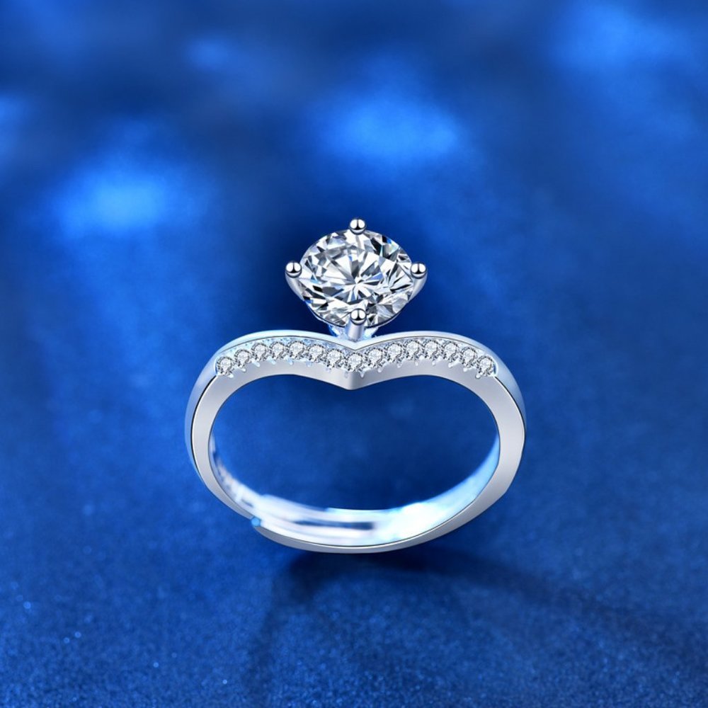 Certified 1ct. t.w. Moissanite Diamond Crown Wedding Engagement Ring NEW - Picture 8 of 13